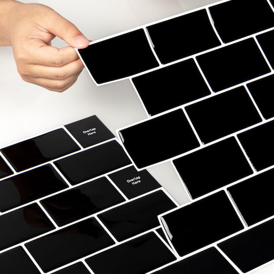 Wall Stickers Self-adhesive Pvc Tiles Black 30.5x30.5 Cm 10 Pcs