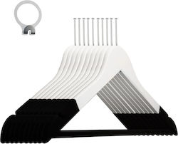 Set 100 Humero Anti-theft Hotel Hangers Velvet Edges Classic Design White-black
