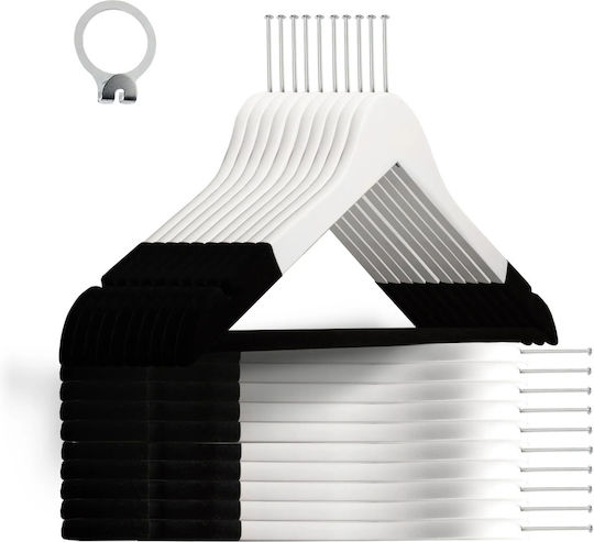 Set 30 Cârlige Anti-Furt Pentru Hotel Marginile Catifea Design Clasic Alb-Negru