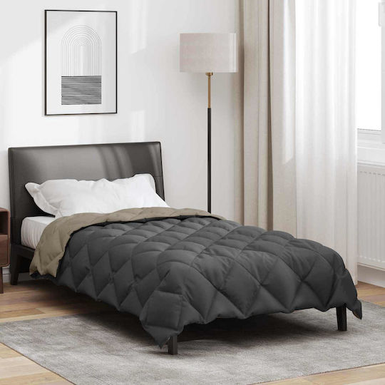 vidaXL Παπλωματοθήκη Μονή 155x200 Ανοιχτό Γκρι, Ανθρακί