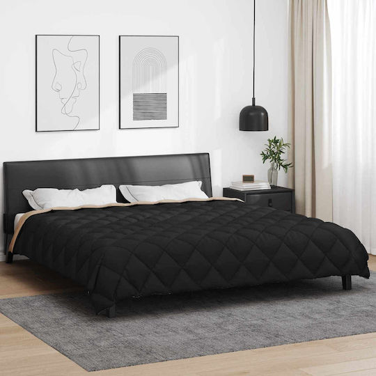 vidaXL Παπλωματοθήκη Υπέρδιπλη 220x200 Μαύρο Και Ταμπά