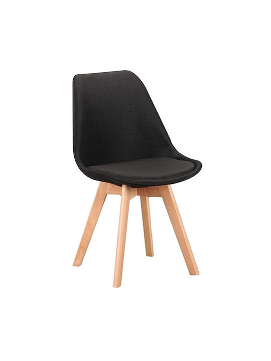 Billy Dining Room Fabric Chair Black 49x55x47cm