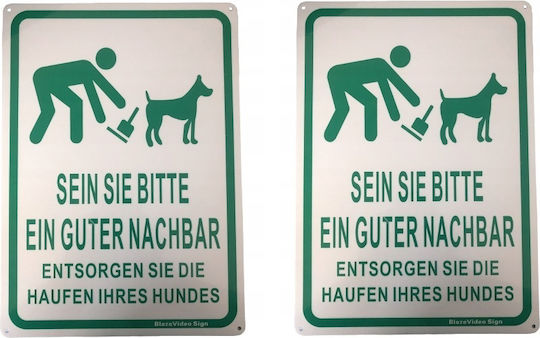 Warning Sign 25x35 Cm In German Language 2 Pieces Aluminum