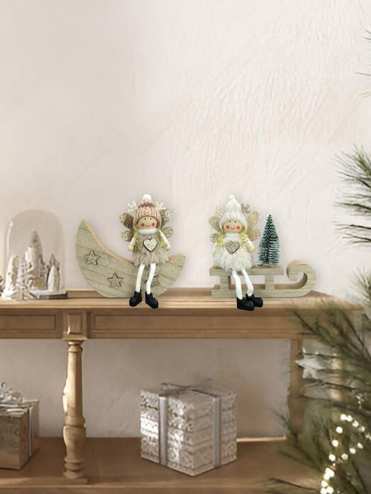 Set Christmas Decorations Angel Figurines 2 Pcs 13.5 X 15 Cm