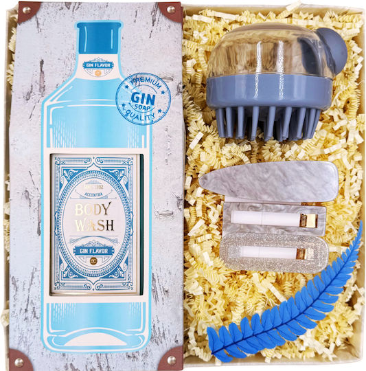 Set Cadou Cherry Currant Set 3 Clame de Păr Perie pentru Scalp Recipient Mască de Păr Gel de Duș cu Aromă de Gin 400ml Gata de Expediere Cadou 25x25x10