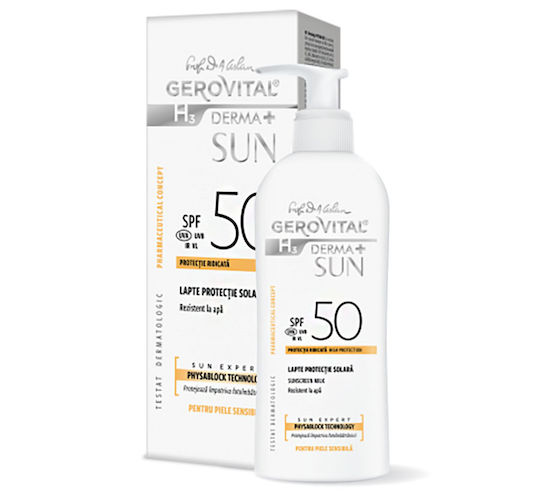 Gerovital H3 Derma+ Sun Αδιάβροχο Αντηλιακό Γαλάκτωμα Σώματος SPF50 150ml