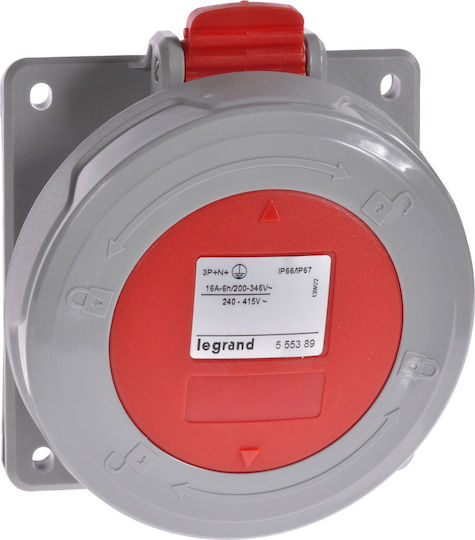 Board Socket 5p 16a 400v Red Ip67 P17 Tempra Pro 555389