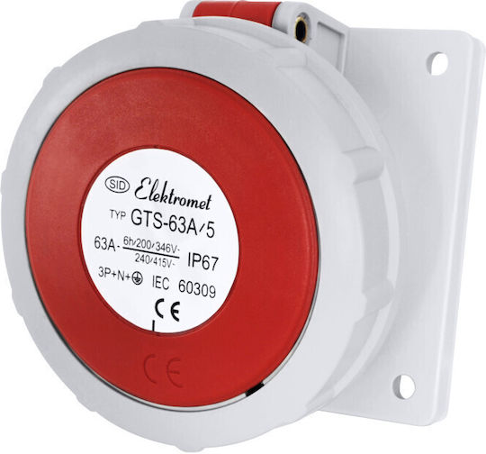 Angular Board Socket 63a/400v 5p Ip67 6h 3p+n+z Gts 63/5 921828