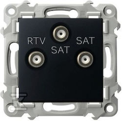 Saphir RTV-Sat Socket Two Sat Outputs Black Metallic GPA-Z2S M 33