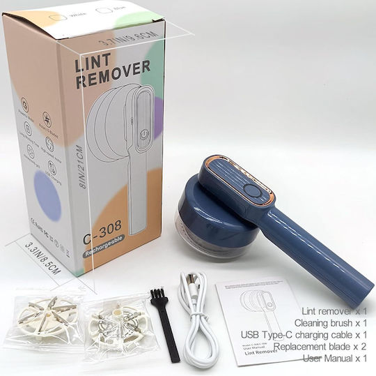 Clothes Shaver Lint Remover Device 6 Blades Usb Fusselrasierer Blau