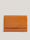 Croco Small Leather Women's Wallet Classic Tabac Brown