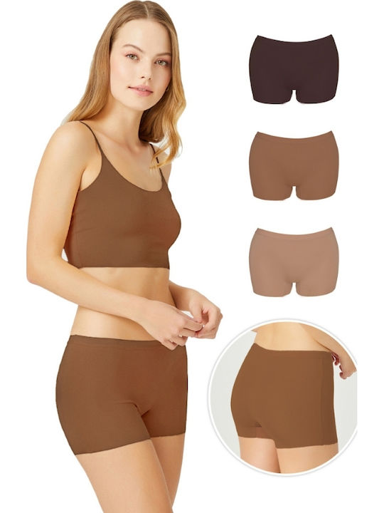 CottonHill Femei Boxer 3Pack fără cusături Colo...