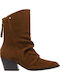 Suede Women's Ankle Boots Tabac Brown