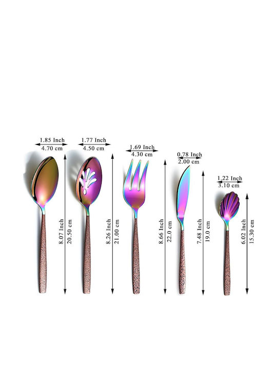 Handle Rainbow Head Σετ Μαχαιροπίρουνα Ανοξείδωτα Καφέ 5τμχ