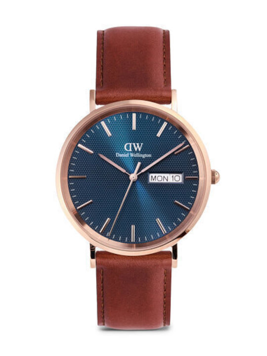 Daniel Wellington Classic Womens Watch Battery with Brown Metal Bracelet