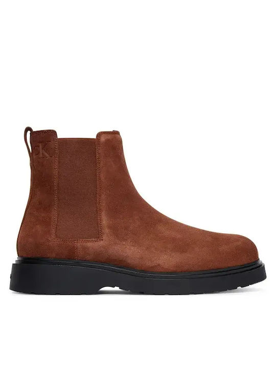 Calvin Klein Combat Leather Tabac Brown Chelsea...