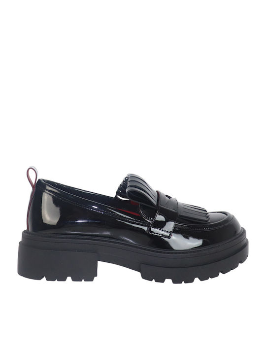 Love Berry Patent Leather Women's Loafers in Black Color