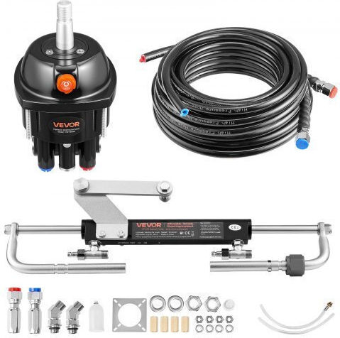 Vevor Hydraulic Steering Kit 90 Hp Marine Boat Hydraulic Steering System 6.9 Mpa 1000 Psi Helm Pump Two-Way Lock Cylinder 6 M High-Strength Hoses Single Station Single-Engine Use
