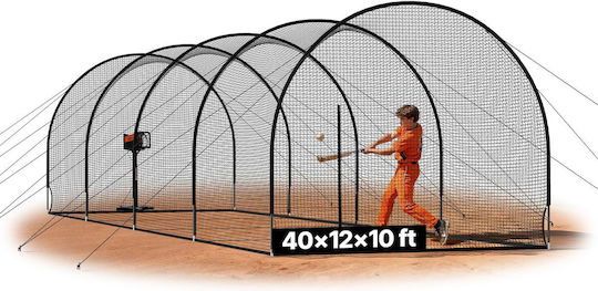 Vevor Baseball Cage 12200 X 3700 X 3050mm Free Portable Baseball Cage Batting Cages 4-Ply Polyester Knotless & Pitching Machine Opening Batting Cage Net Indoor Outdoor Use