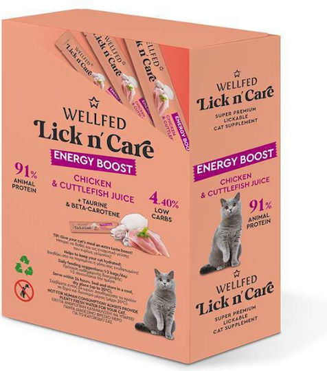 Wellfed Lick n' Care Cat Treats with Chicken for Cat 24pcs 360gr Energy Boost