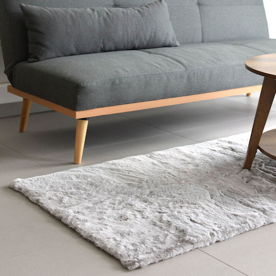 Ravelia Αντιολισθητικό Χαλί Διάδρομος Γούνινο Light Grey 80x150cm