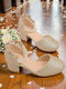 Kids Leather Ballerinas with Adjustable Metal Clasp Gold