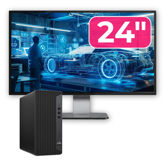 HP ELITEDESK 800 G6 + monitor 24" Gradul Refurbished A (Core i5-10400F/16GB/256GB SSD/Fără sistem de operare)