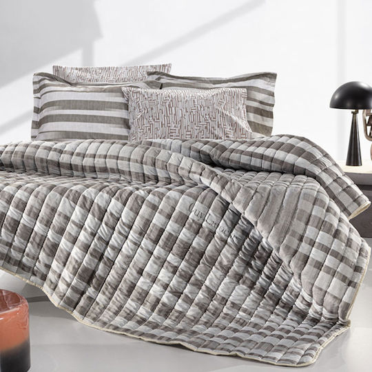 Guy Laroche Set Bettbezüge Baumwolle 225x245cm Übergröße mit 2 Kissenbezügen Grau
