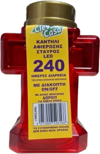 Clever Casa Малък Червен LED Кръст С Продължителност 240 Дни С Включване Изключване