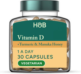 Holland & Barrett Vitamin D + Turmeric & Manuka 30 φυτικές κάψουλες