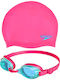 Speedo Jet Junior Swim 8-09302b996 Pink Set Cap Goggles