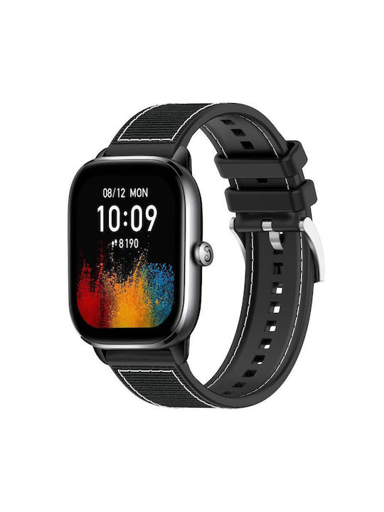 Hybrid Watch Strap Silicone Braid 20 Mm Amazfit Gts4 Mini Gts 3 Gts 2 Black