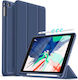 Jteach Slim TPU Back Trifold Stand Tablet Book Cover Case Pencil Holder iPad 10.2" 9th Gen 2021 8th Gen 2020 7th Gen 2019 Dark Blue