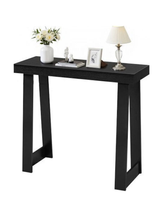 Wooden Console Table Black Velvet-Black Metal L91.5xW30.5xH36cm