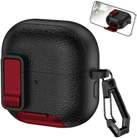 Huawei Freeclip 2 Husă Din Piele Pentru Căști Wireless Cu Cârlig Și Bază Neagră Roșie