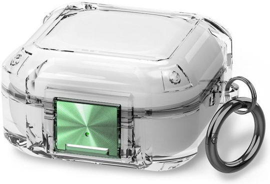 Galaxy Buds Live Pro 2 2 Pro Fe Husă Protectoare Transparentă cu Airbag cu Patru Colțuri Antishoc cu Cataramă Metalică Transparentă + Verde