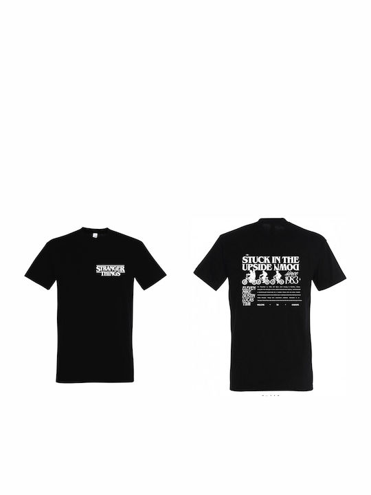 T-shirt Унисекс Stranger Things Stuck In Upside Down Черен