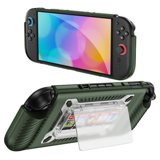 Nintendo Switch 2 Anti-Slip Protective Console Case Game Texture TPU Hybrid Card Slot Green