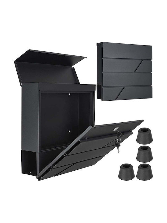 Geko Outdoor Mailbox Metallic in Black Color 36.7x37x10cm