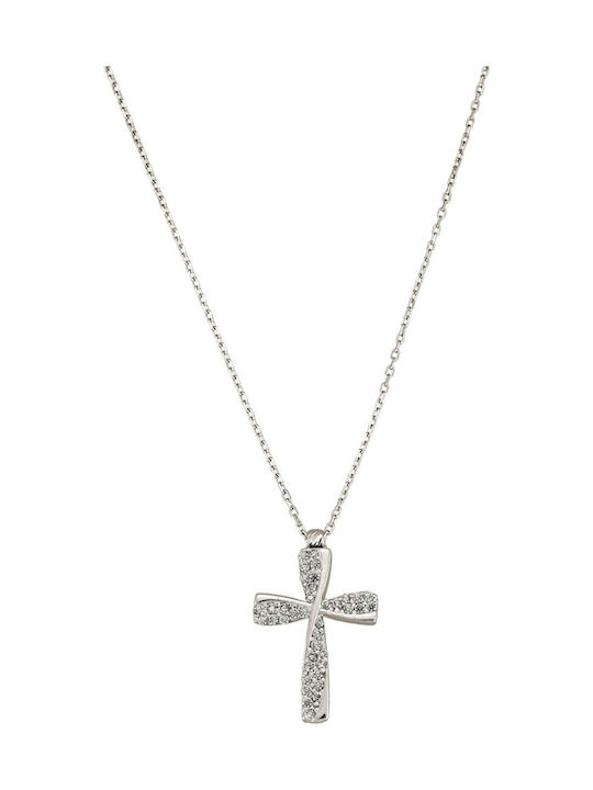 Senzio Belibasakis Women's White Gold Cross 14K with Chain