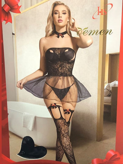 Oemen Set Sexy Bustier Fără Breteluțe Fără Cupe Negru