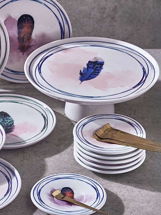 19-Piece Stoneware Porcelain Dinnerware Set Feather Collection for 6 People 20x20cm