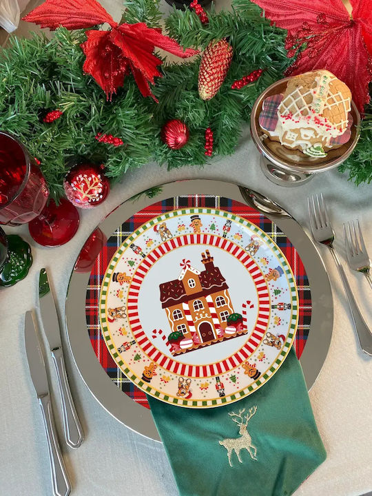 SteweHome Christmas Plate House Kourabie Gingerbread Porcelain 23x23cm