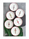 Set of 6 Christmas Porcelain Plates Red Korsounas 21x21cm