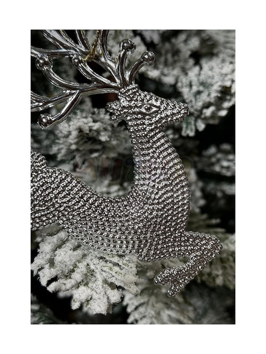 Christmas Silver Hanging Deer Set 2 Pieces 11×13cm