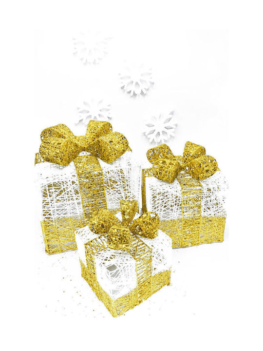 Set 3 Bucăți Cadouri Decorative Pentru Brad De Crăciun Aurii 36x26cm