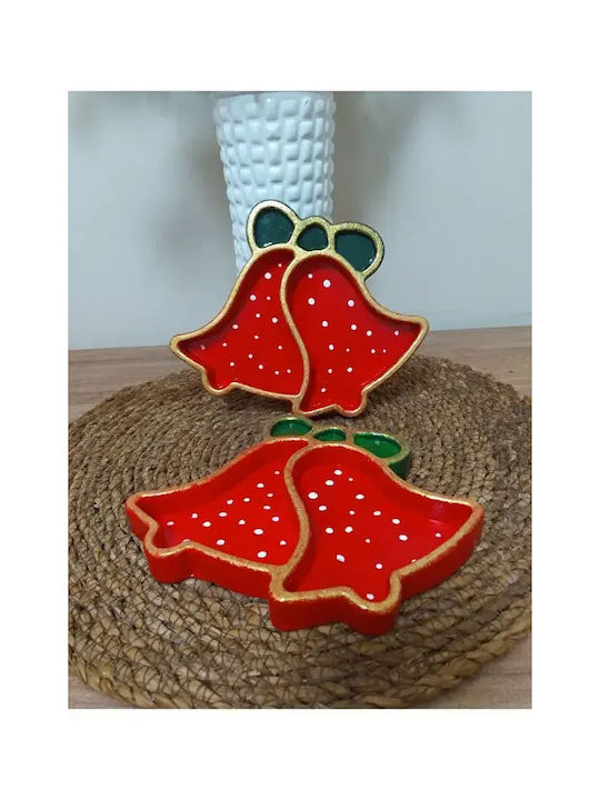 Red Christmas Bell Oval Plate 17x14cm