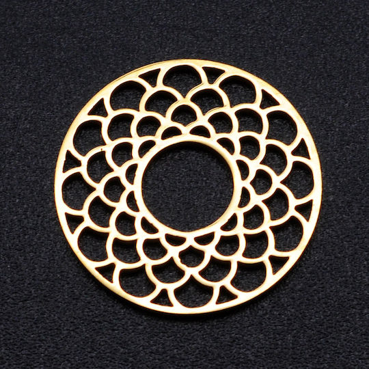 Stahl Rundes Muster Blume Gold 17,5 mm 2 Stück