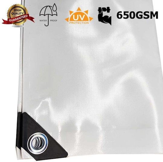 Dalimond Rings Waterproof Tarpaulin 650gr/m² 2x2m. Heavy Duty White