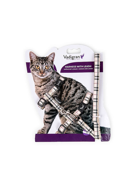 Vadigran Tartan Σαμαράκι & Λουρί Γάτας Μπεζ 30-35cm/10mm + 120cm Vadigran Tartan Σαμαράκι & Λουρί Γάτας Μπεζ 30-35cm/10mm + 120cm